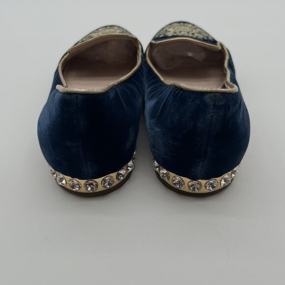 Miu Miu Black and Gold Embroidered Loafers - Picture 12 of 13